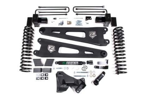 17-19 Ford F-250/350 Super Duty 4 Inch Radius Arm Lift Kit 2 Inch Rear Block Gas 2 Leaf Main No shocks Zone Offroad
